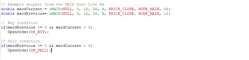 the MACD Zero Line Strategy code example